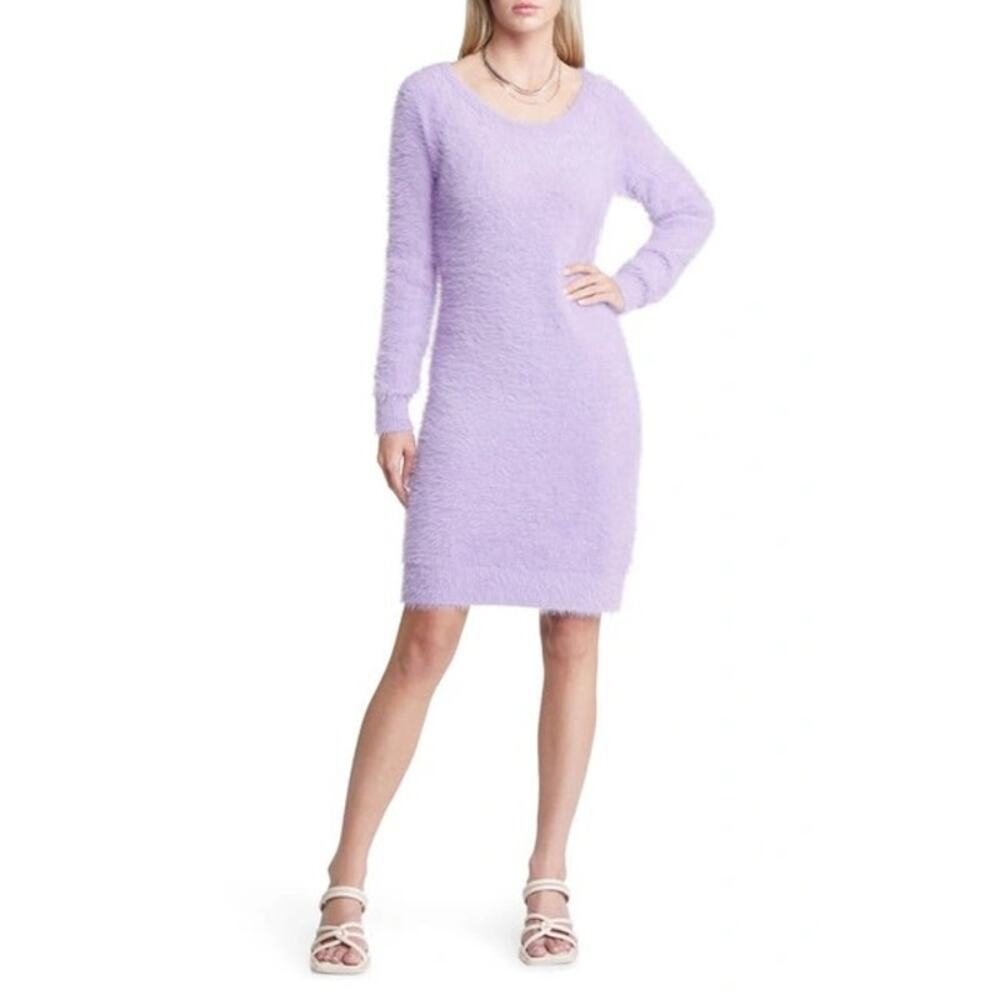Open Edit Lavender Fuzzy Knit Sweater Dress Medium🌼